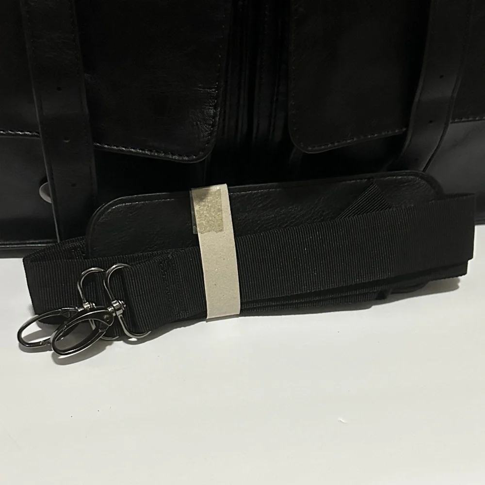 Steve Azar Black musician/laptop briefcase bag Leather NWT